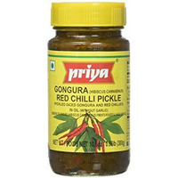 Priya Gongura Red Chilli Pickle Without Garlic - 300 Gm (10.58 Oz)