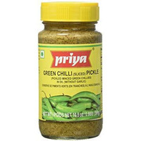 Priya Green Chilli Pickle Without Garlic - 300 Gm (10.58 Oz)