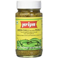 Priya Green Chili With Garlic Pickle - 300 Gm (10.58 Oz)
