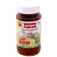 Priya Mixed Vegetable Pickle Without Garlic Extra Hot - 300 Gm (10.6 Oz)