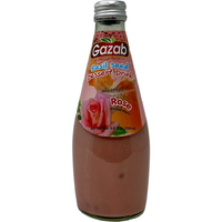 Gazab Basil Seed Drink Rose Flavor -9.8 Fl Oz (290 Ml)