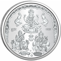 999 Pure Silver Laxmi Ji Ganesh Ji Saraswati Ji Coin - 5 Gm (25 Mm)