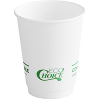 EcoChoice Smooth Double Wall White Compostable Paper Hot Cups 25 Pc - 12 Oz