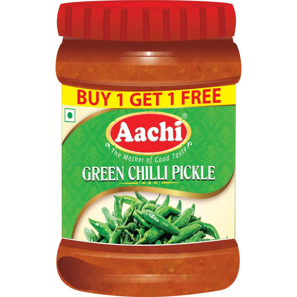 Aachi Green Chilli Pickle - 200 Gm (7 Oz) [Buy 1 Get 1 Free]