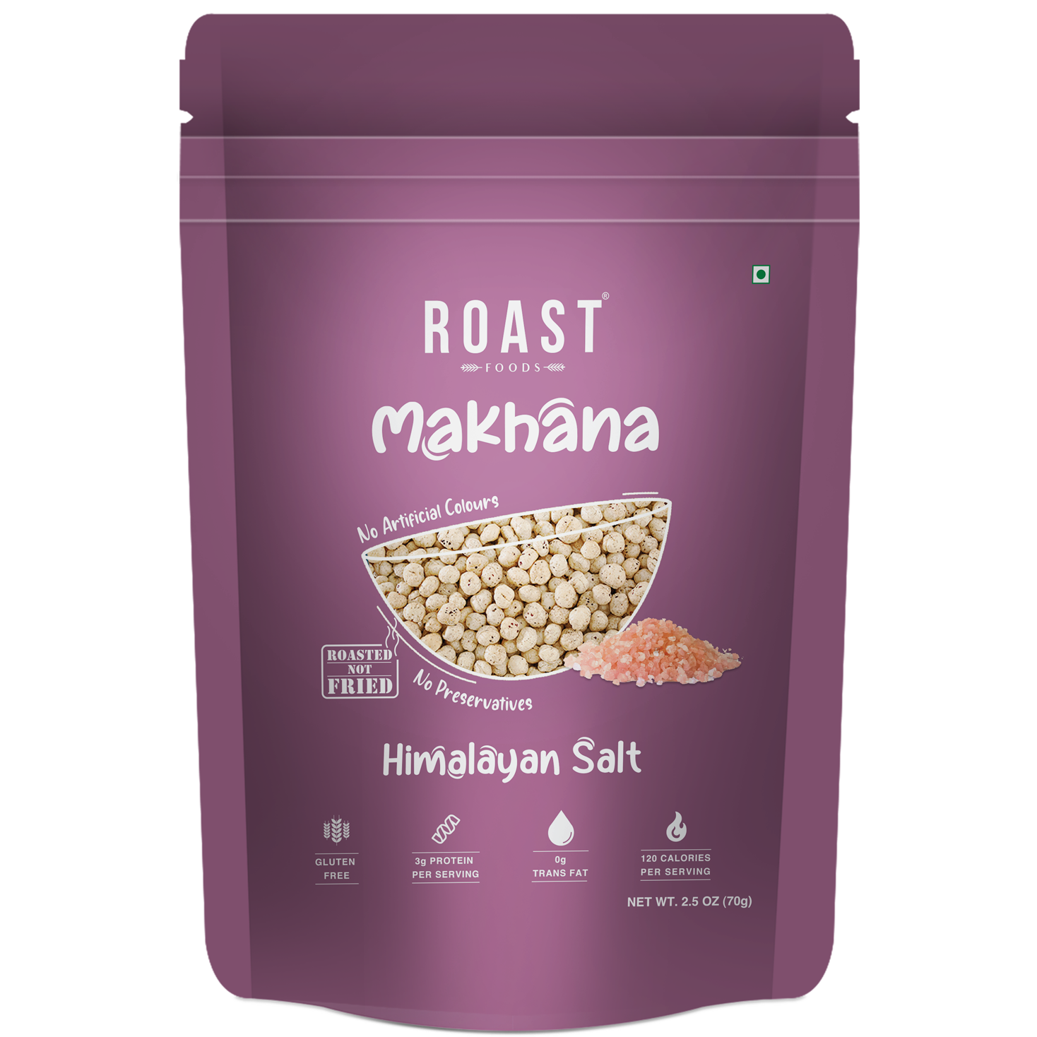 Roast Foods Makhana Foxnuts Himalayan Salt - 70 Gm (2.5 Oz)