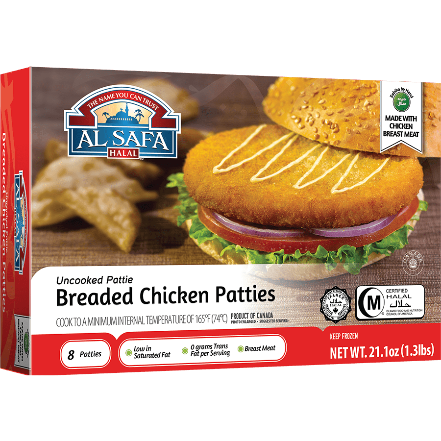 Al Safa Halal Breaded Chicken Patties - 21.1 Oz (1.3 Lb)