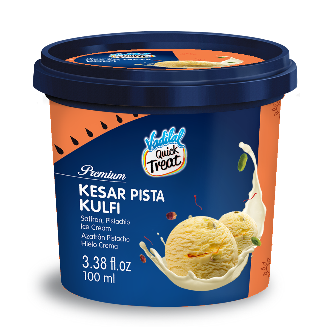 Vadilal Kesar Pista Kulfi Ice Cream - 100 Ml (3.38 Fl Oz)