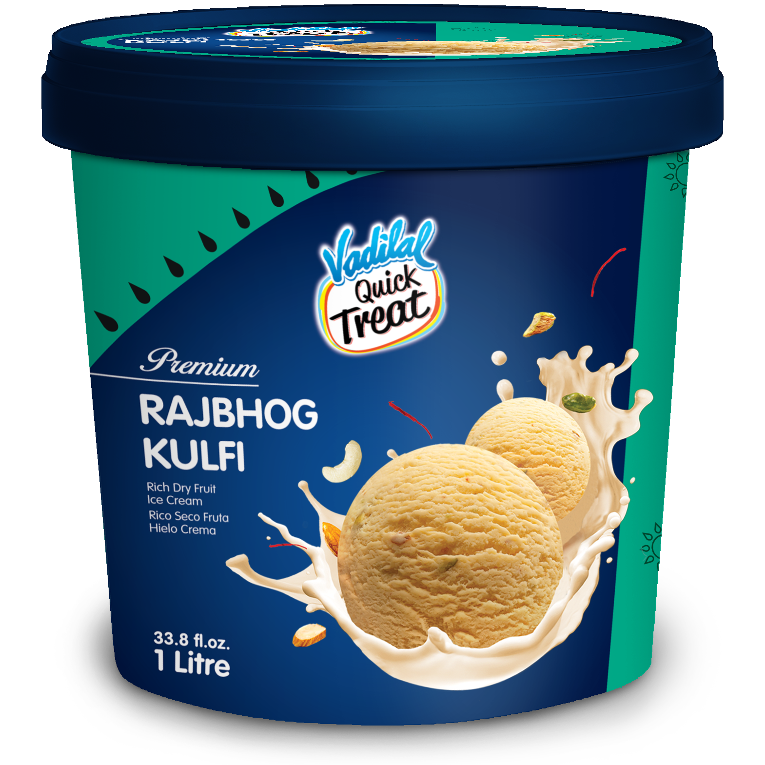 Vadilal Rajbhog Kulfi Ice Cream - 1 L (33.8 Fl Oz)