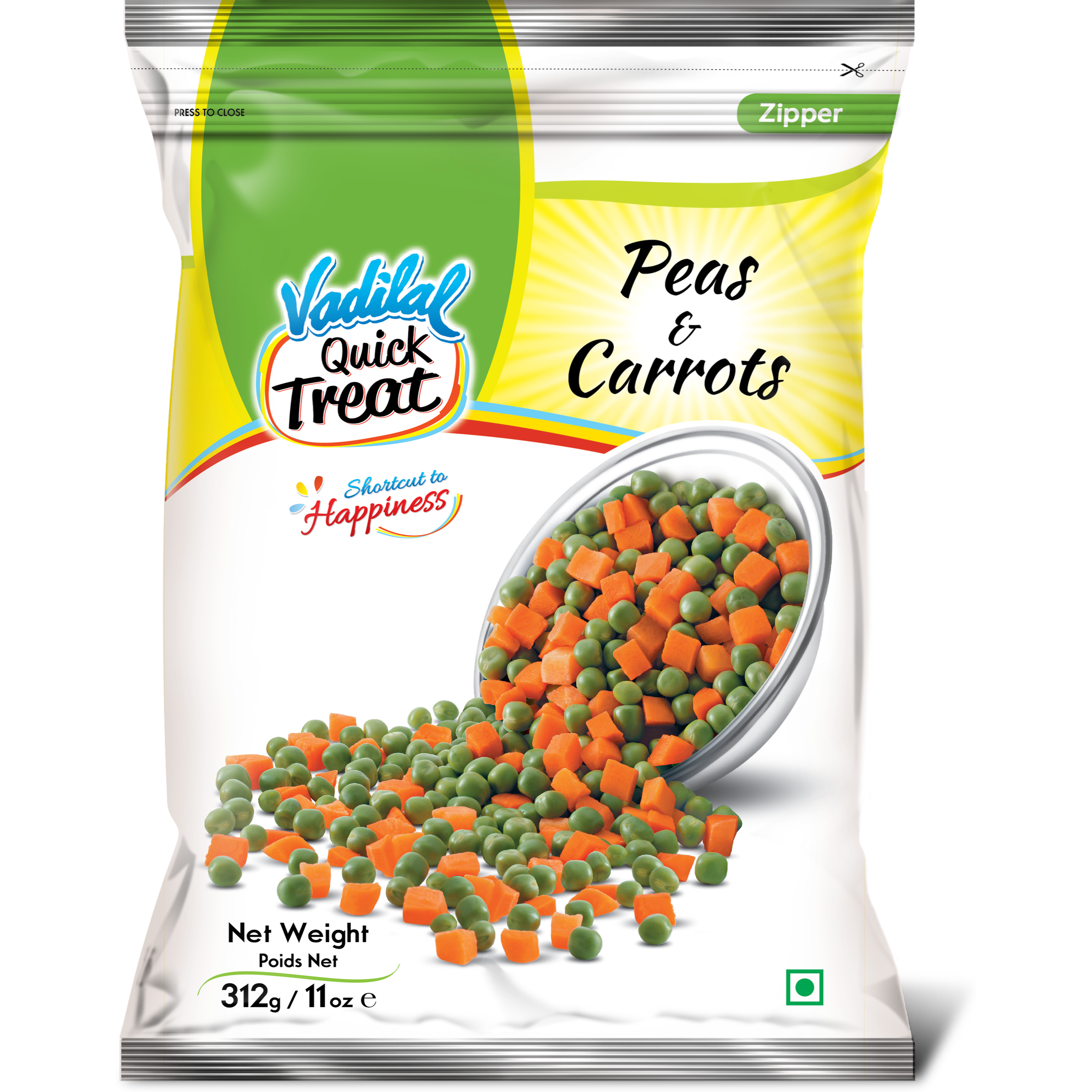 Vadilal Peas & Carrots (Frozen) - 312 Gm (11 Oz)