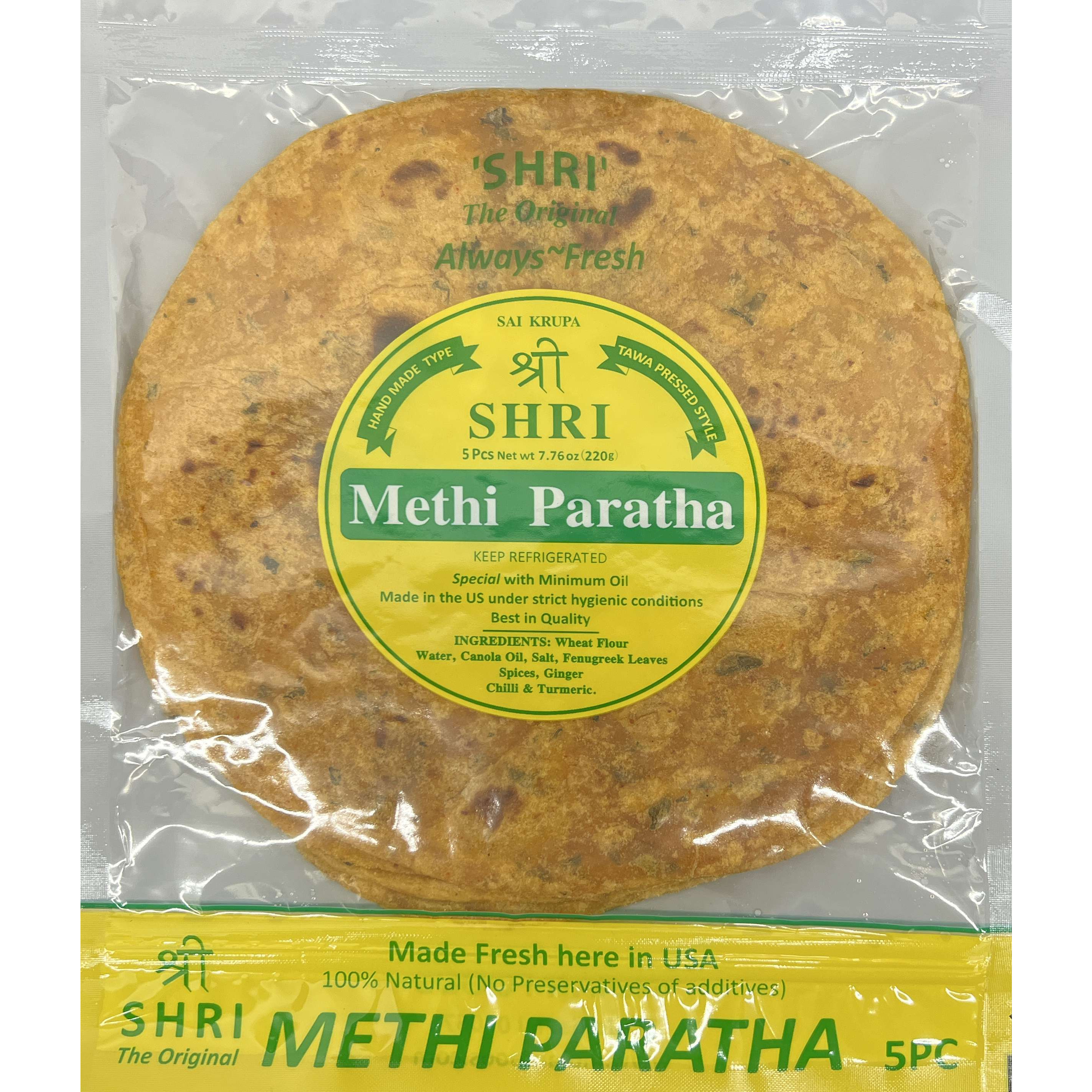 Shri Methi Paratha 5 Pc - 7.76 Oz (220 Gm)