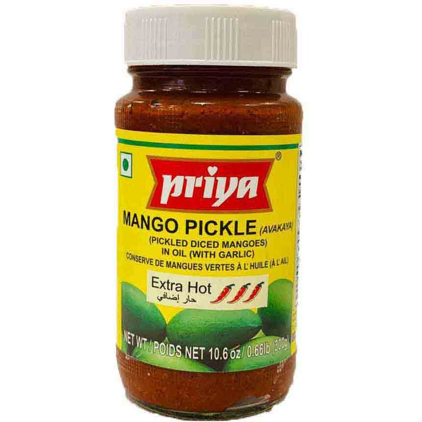 Priya Mango Pickle With Garlic Extra Hot - 300 Gm (10.6 Oz)