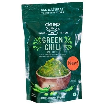 Deep Green Chili Cubes - 200 Gm (7 Oz)