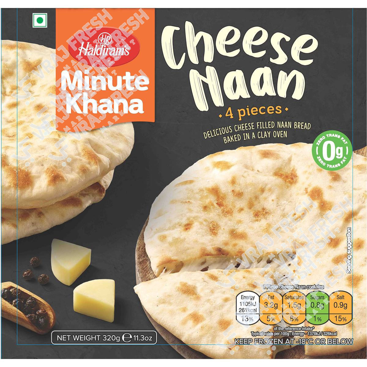 Haldiram's Minute Khana Cheese Naan 4 Pc - 320 Gm (11.3 Oz)