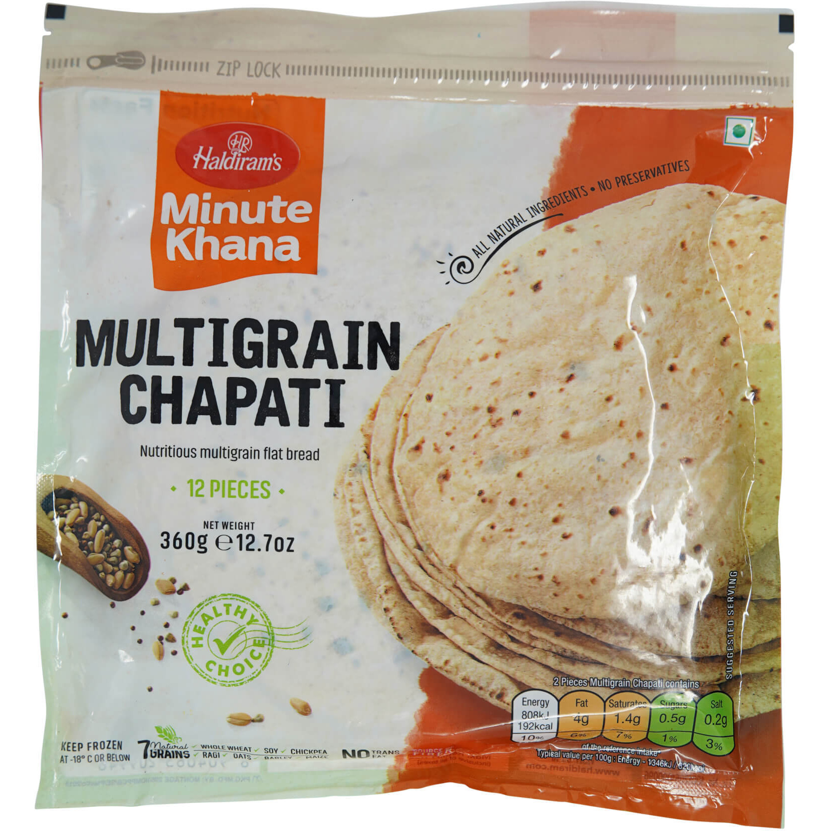 Haldiram's Minute Khana Multigrain Chapati - 12 Pc (360 Gm)