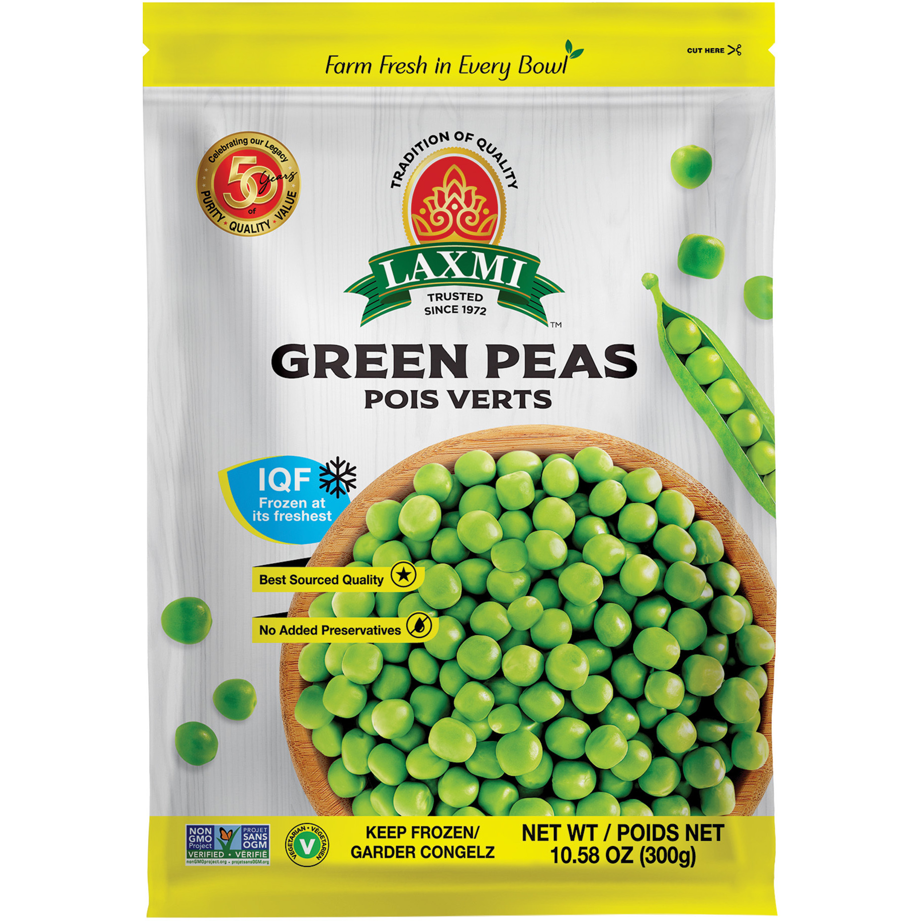 Laxmi Frozen Green Peas - 300 Gm (10.5 Oz)