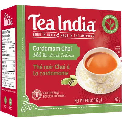 Tea India Cardamom Chai 80 Round Tea Bags - 182 Gm (6.43 Oz)