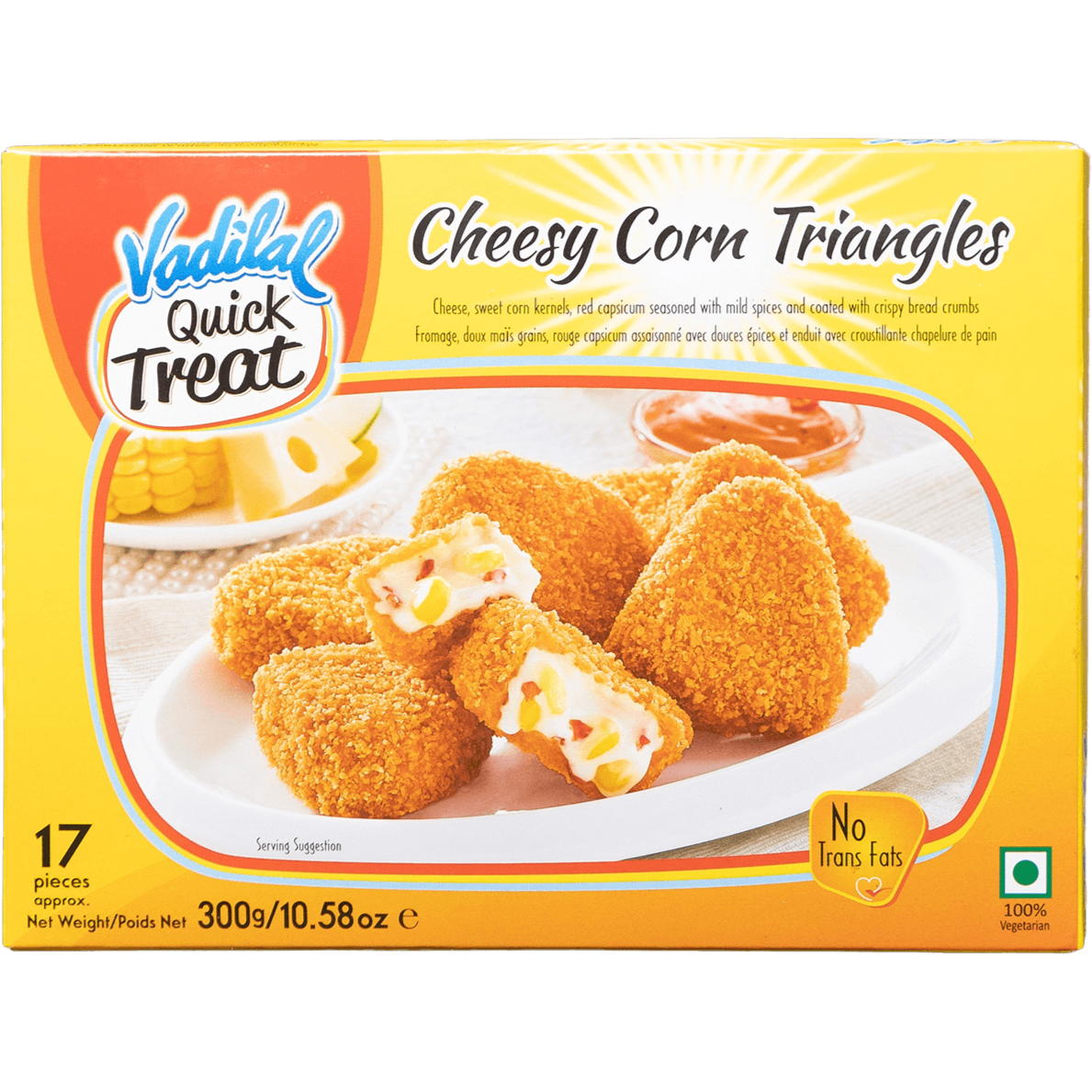Vadilal Quick Treat Cheesy Corn Triangles 17 Pc - 10.58 Oz (300 Gm)