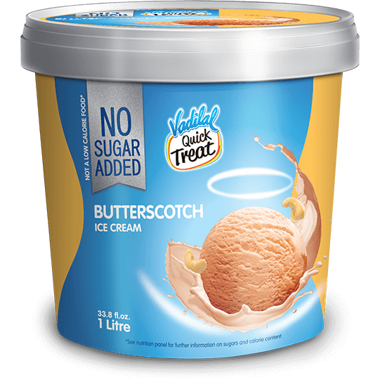 Vadilal No Sugar Butterscotch Ice Cream - 1 L (33.8 Fl Oz)
