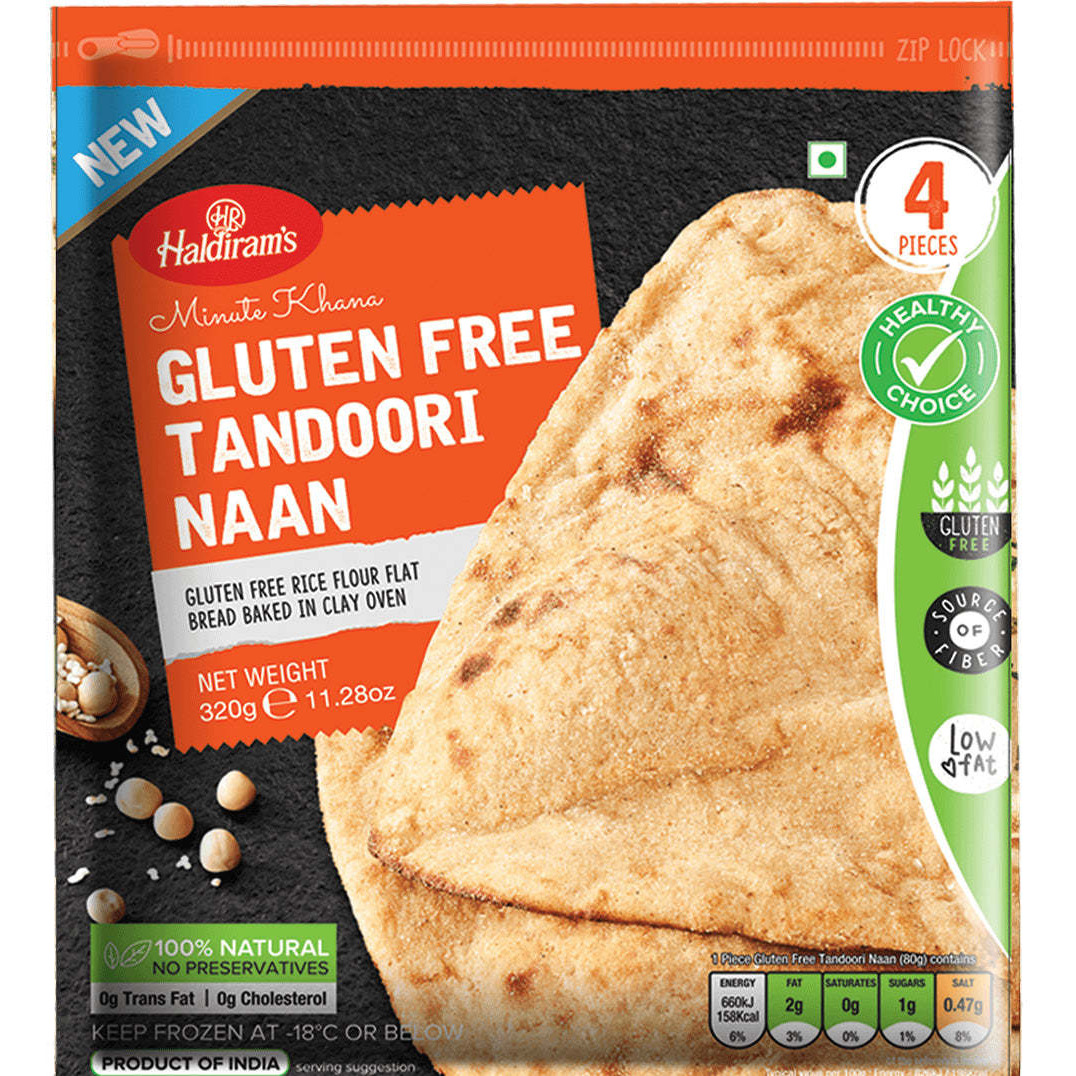 Haldiram's Gluten Free Tandoori Naan 4 Pc - 320 Gm (11.28 Oz)