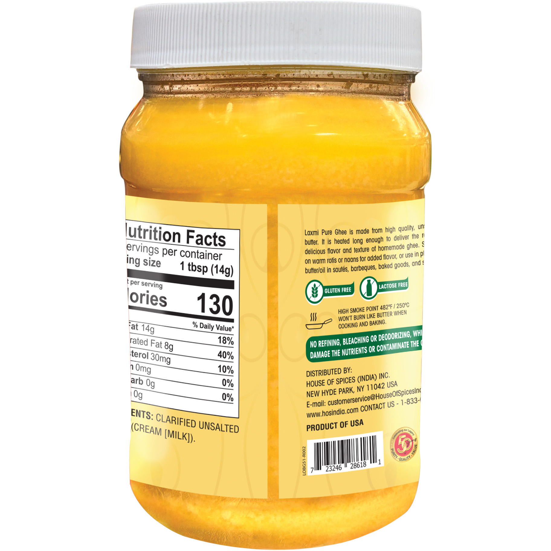 Laxmi Pure Ghee Clarified Butter - 800 Gm (1.76 Lb)